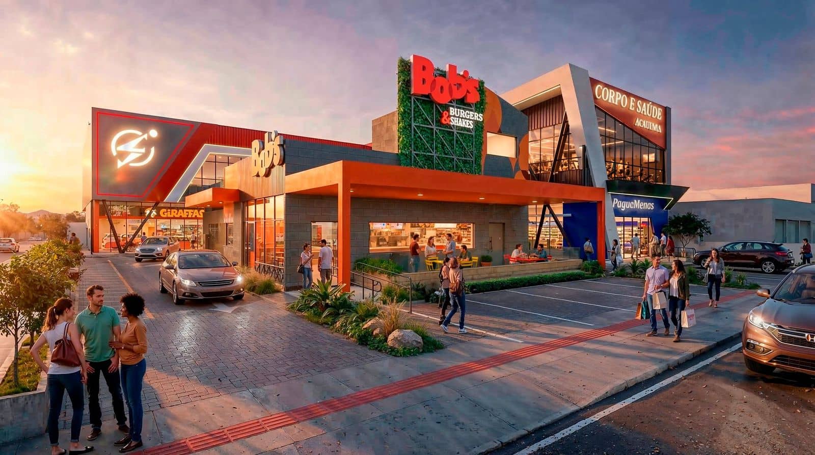 Projeto arquitetônico de malls desenvolvido pela RLA Arquitetura
